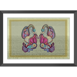 Mermaid Seashells Framed Art Print