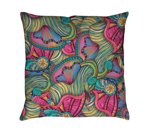 Mermaid Seashells Pattern Throw Pillow
