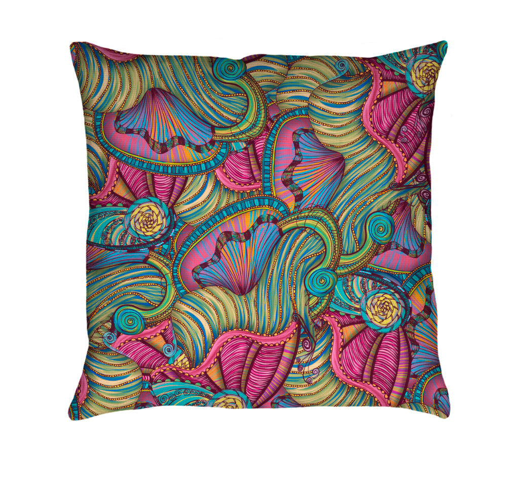Mermaid Seashells Pattern Throw Pillow
