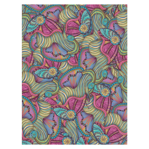 Mermaid Seashells Pattern Canvas Reproduction